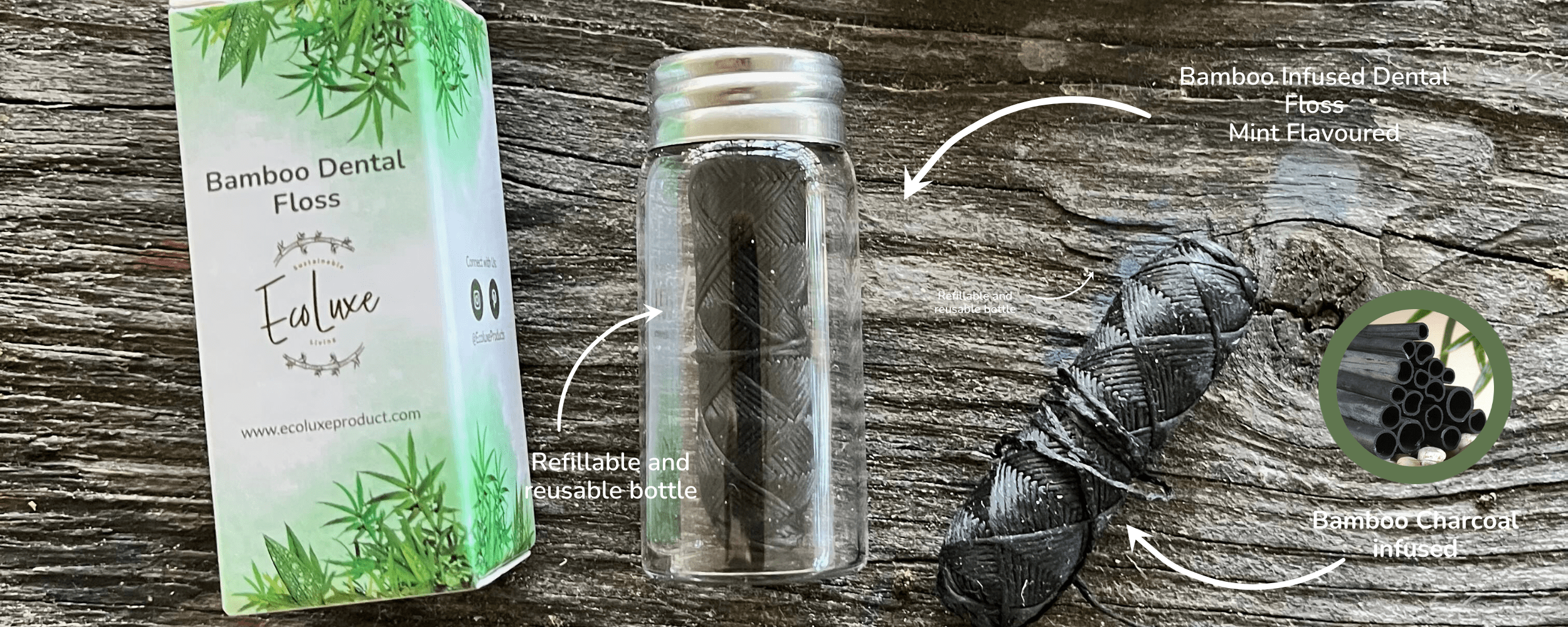 bamboo charcoal floss biodegradable ecoluxe