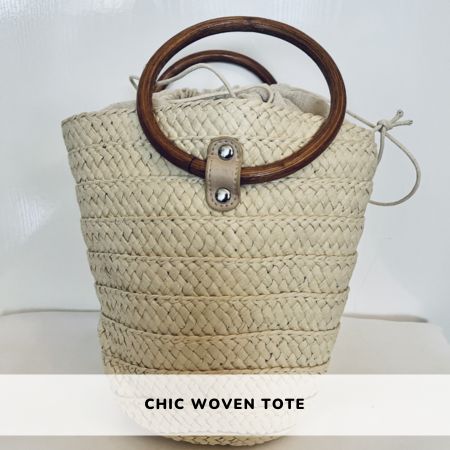 Bohemia ecofriendly purse fashion Ecoluxe basket woven beige